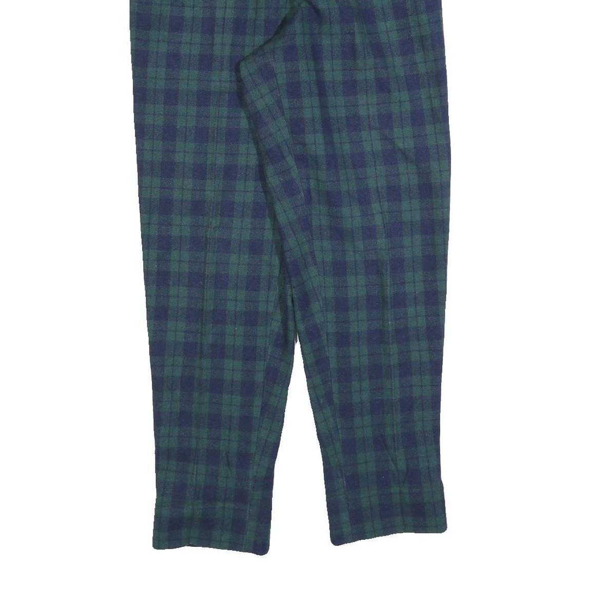 Womens Wool Slim Green & Blue Tartan Zip Trousers W24 L30