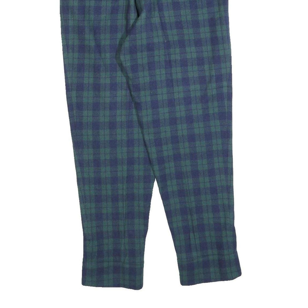 Womens Wool Slim Green & Blue Tartan Zip Trousers W24 L30
