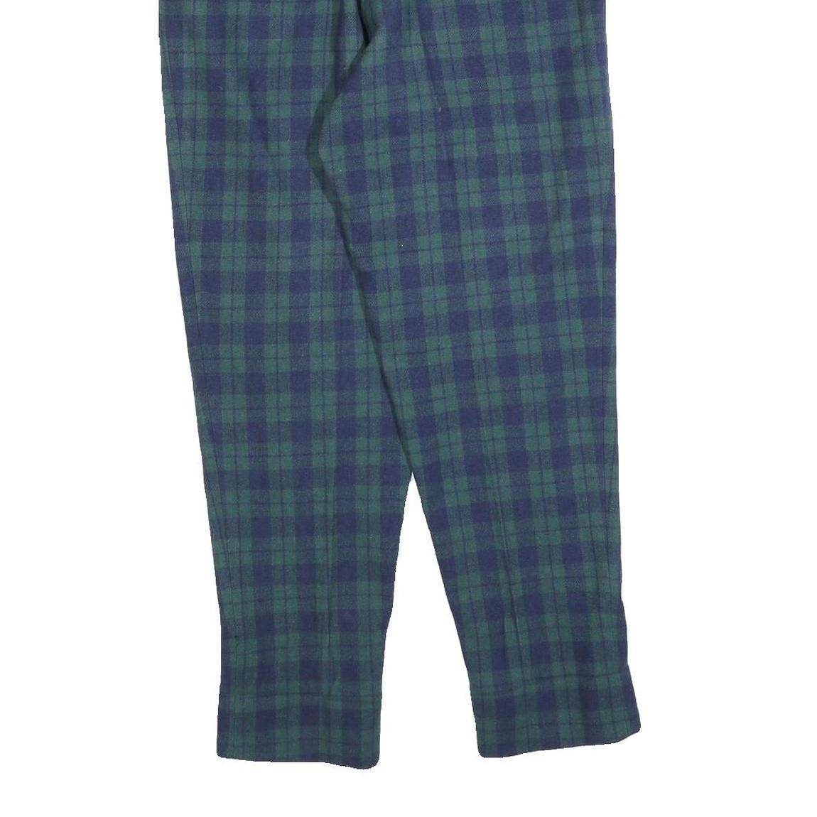Womens Wool Slim Green & Blue Tartan Zip Trousers W24 L30