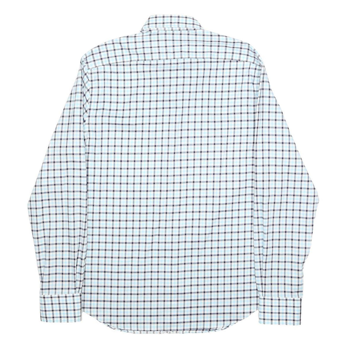 TOMMY HILFIGER Mens Blue Black Check Shirt L Classic Cotton Blend Long Sleeve