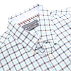 TOMMY HILFIGER Mens Blue Black Check Shirt L Classic Cotton Blend Long Sleeve