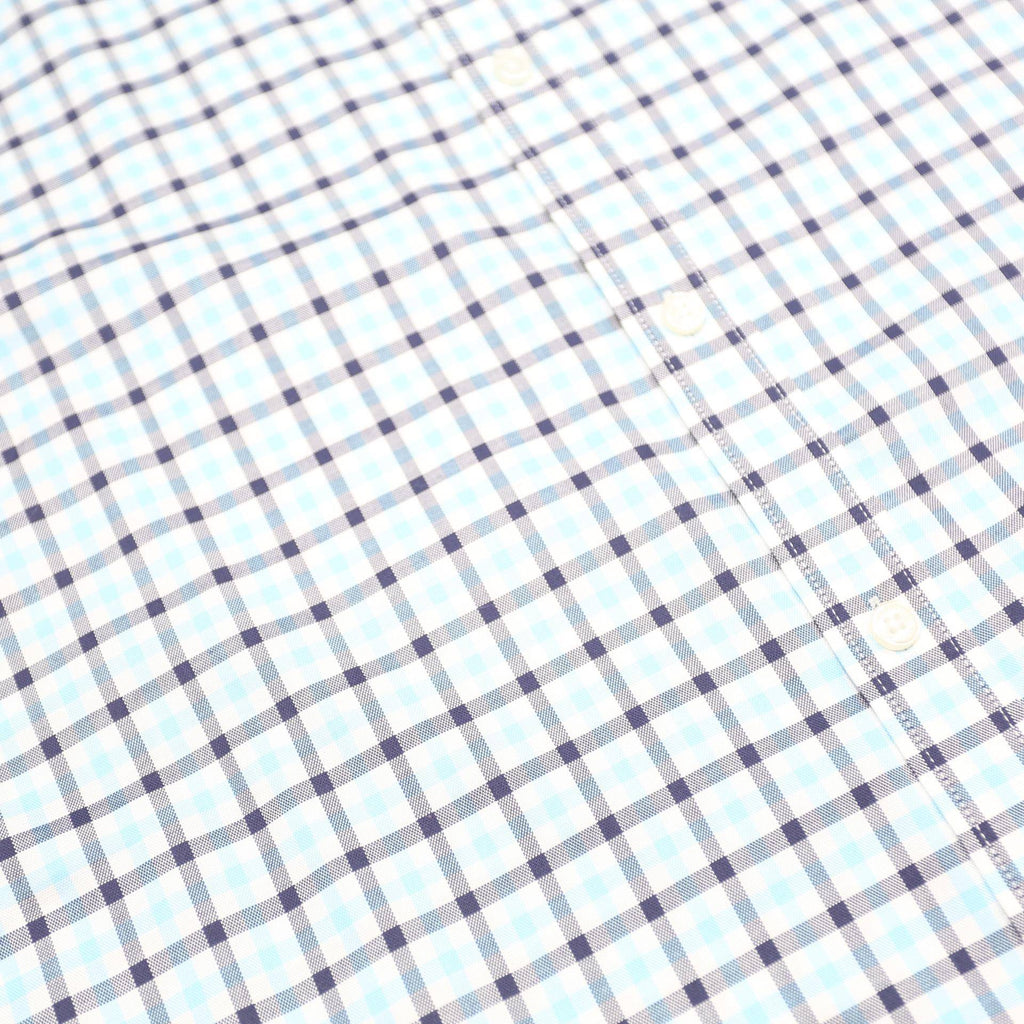 TOMMY HILFIGER Mens Blue Black Check Shirt L Classic Cotton Blend Long Sleeve