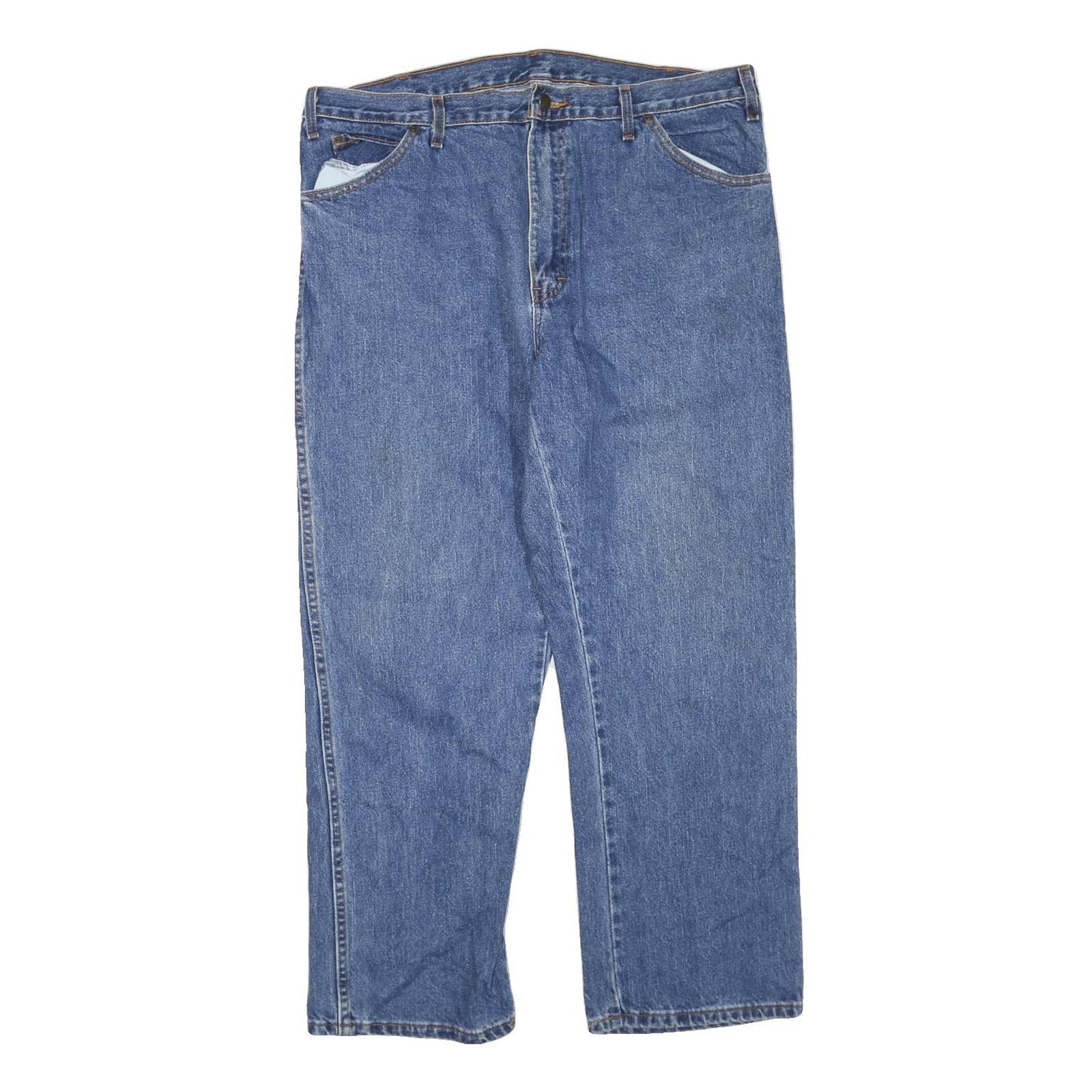 DICKIES Mens Blue Regular Fit Straight Leg Denim W38 L29 Cotton Blend Zip Jeans