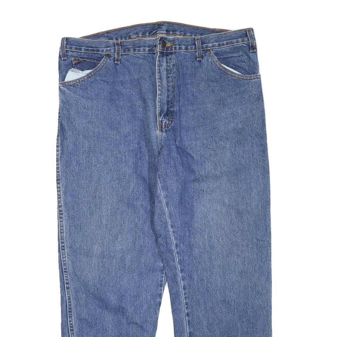 DICKIES Mens Blue Regular Fit Straight Leg Denim W38 L29 Cotton Blend Zip Jeans