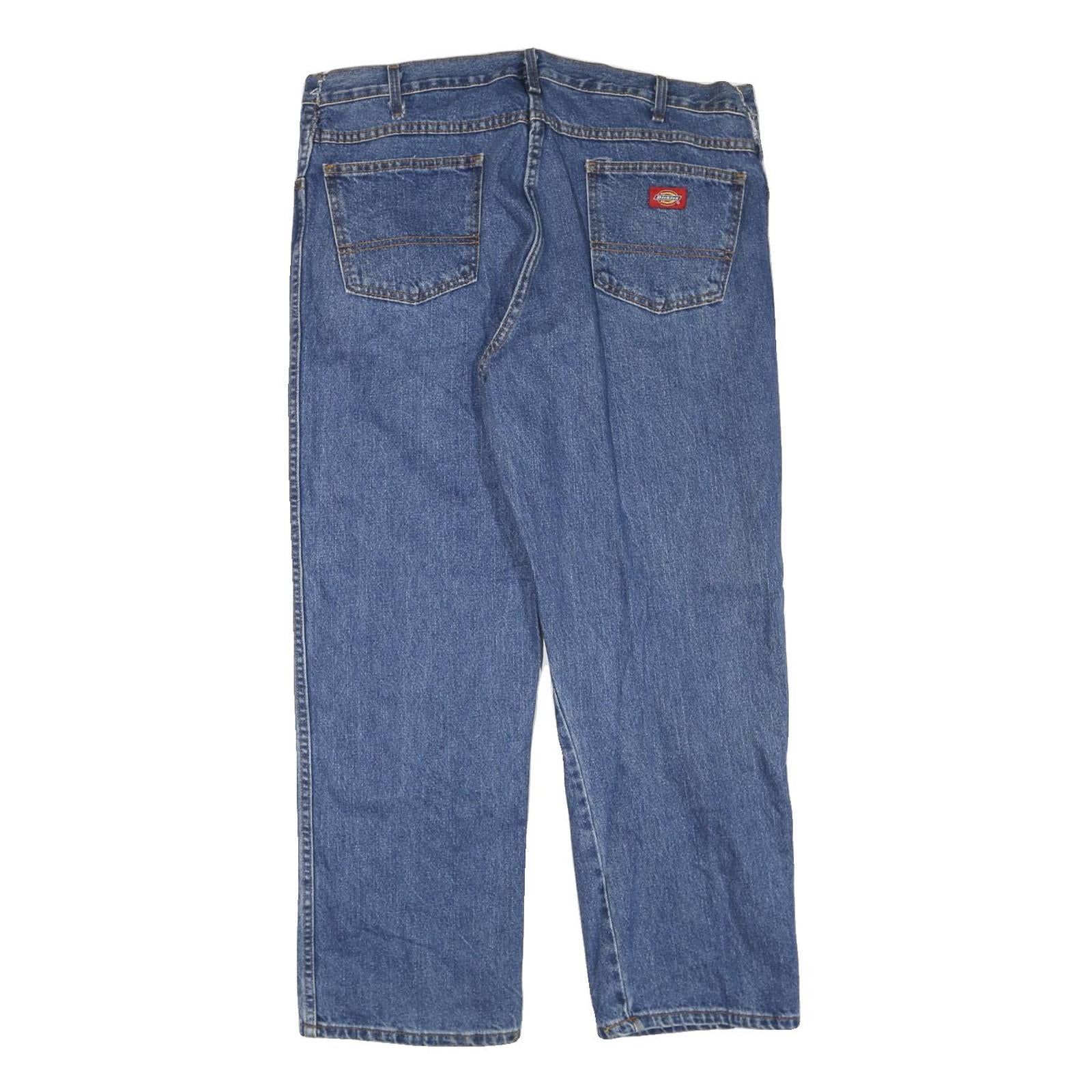 DICKIES Mens Blue Regular Fit Straight Leg Denim W38 L29 Cotton Blend Zip Jeans