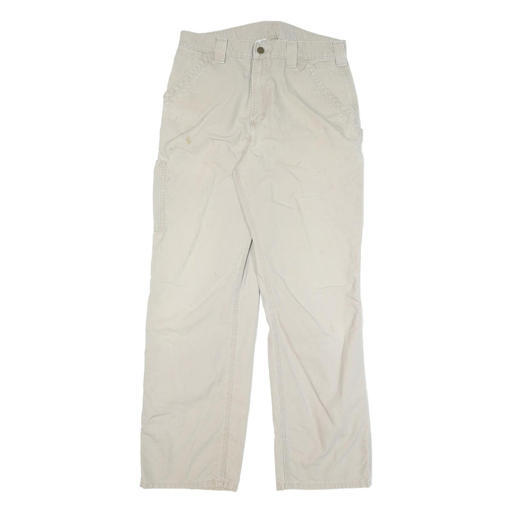CARHARTT Mens Regular Fit Beige Cotton Blend Trousers W30 L31 Workwear Casual
