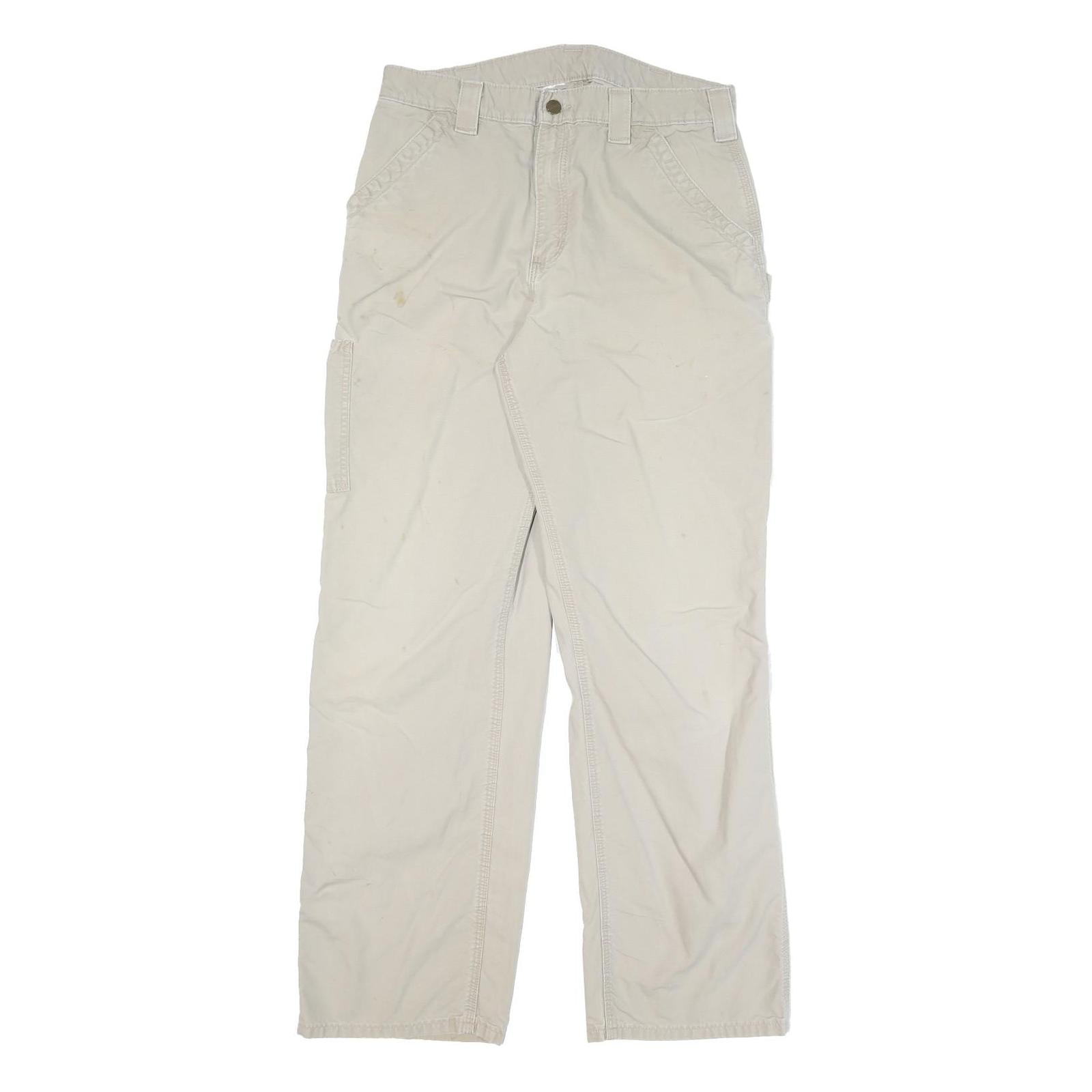 CARHARTT Mens Regular Fit Beige Cotton Blend Trousers W30 L31 Workwear Casual
