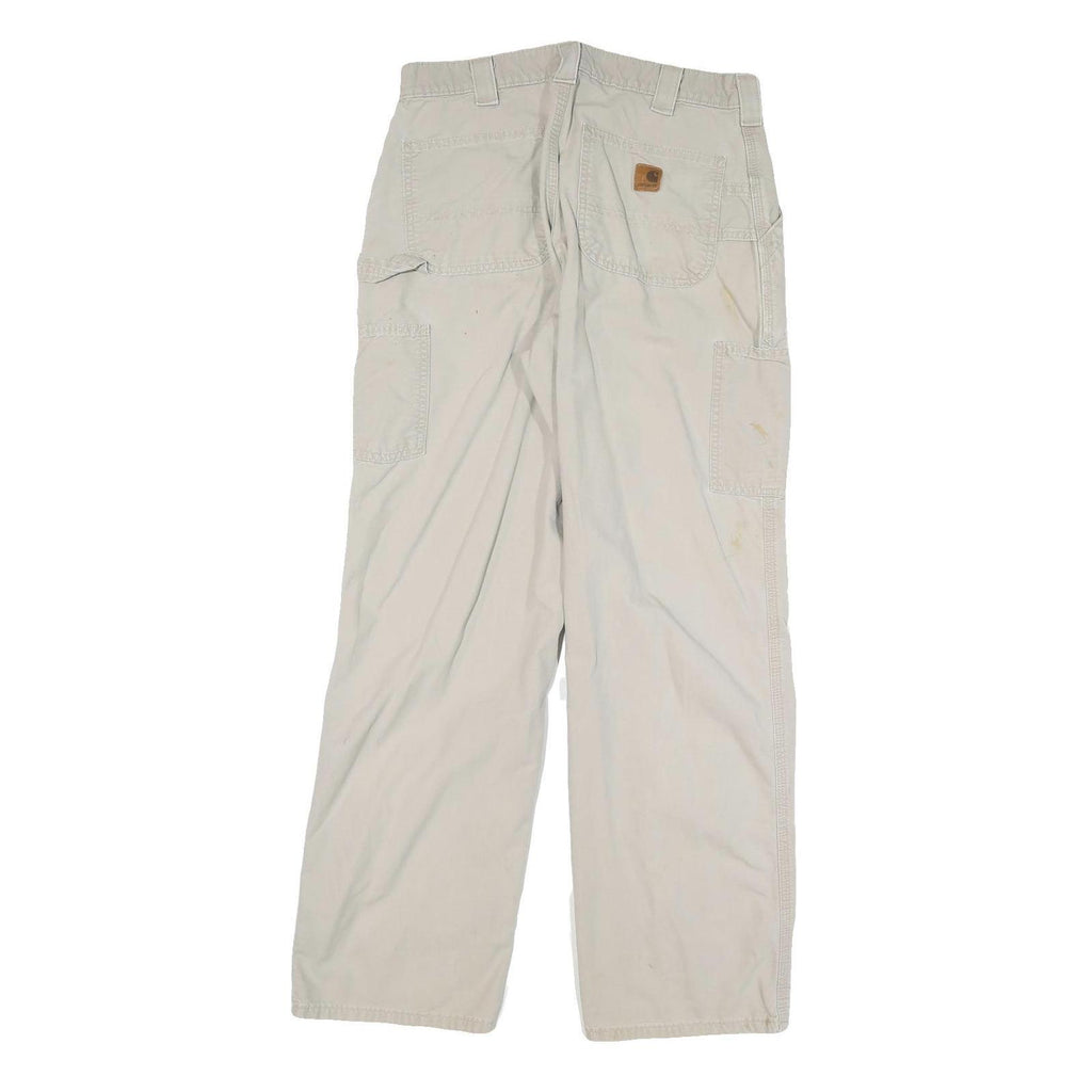 CARHARTT Mens Regular Fit Beige Cotton Blend Trousers W30 L31 Workwear Casual