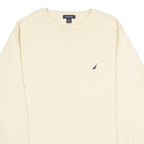 NAUTICA Mens Cream Jumper Plain Crew Neck Basic Knit L Cotton Casual Wear