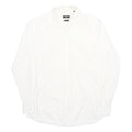 HUGO BOSS Mens White Plain Shirt L Formal Cotton Blend Classic Fit