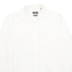 HUGO BOSS Mens White Plain Shirt L Formal Cotton Blend Classic Fit