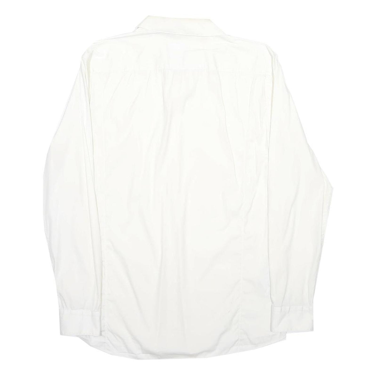HUGO BOSS Mens White Plain Shirt L Formal Cotton Blend Classic Fit