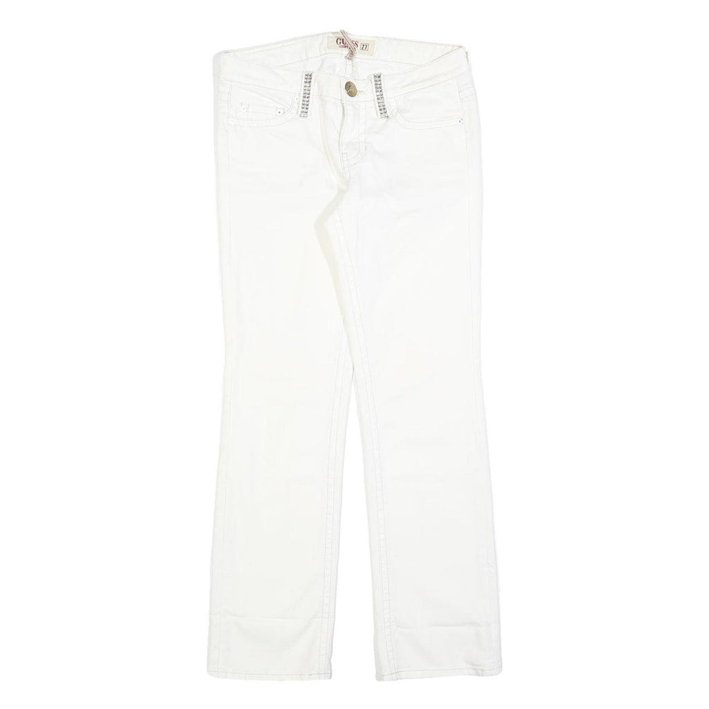 GUESS Womens Slim White Denim Jeans Cotton Blend Zip W27 L27 Stylish Fit