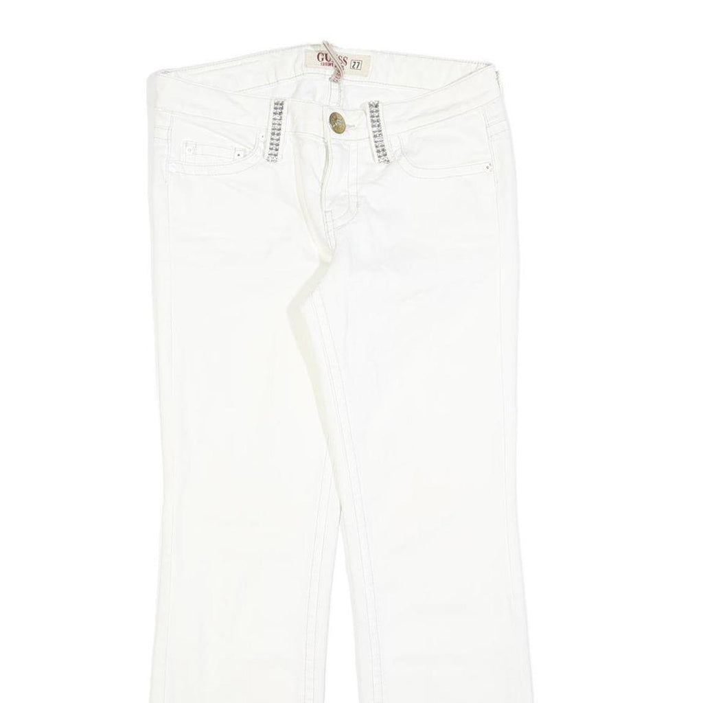 GUESS Womens Slim White Denim Jeans Cotton Blend Zip W27 L27 Stylish Fit