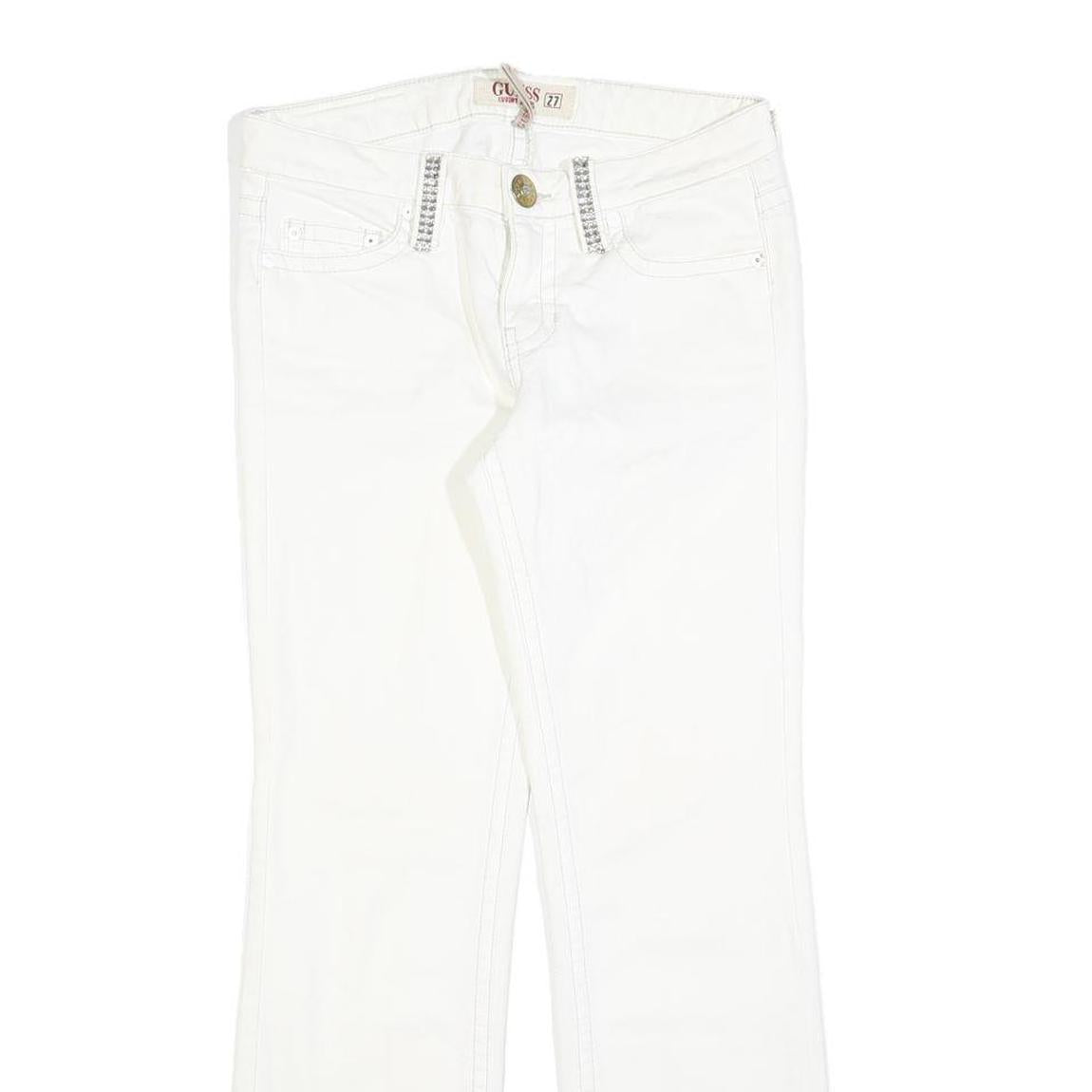 GUESS Womens Slim White Denim Jeans Cotton Blend Zip W27 L27 Stylish Fit