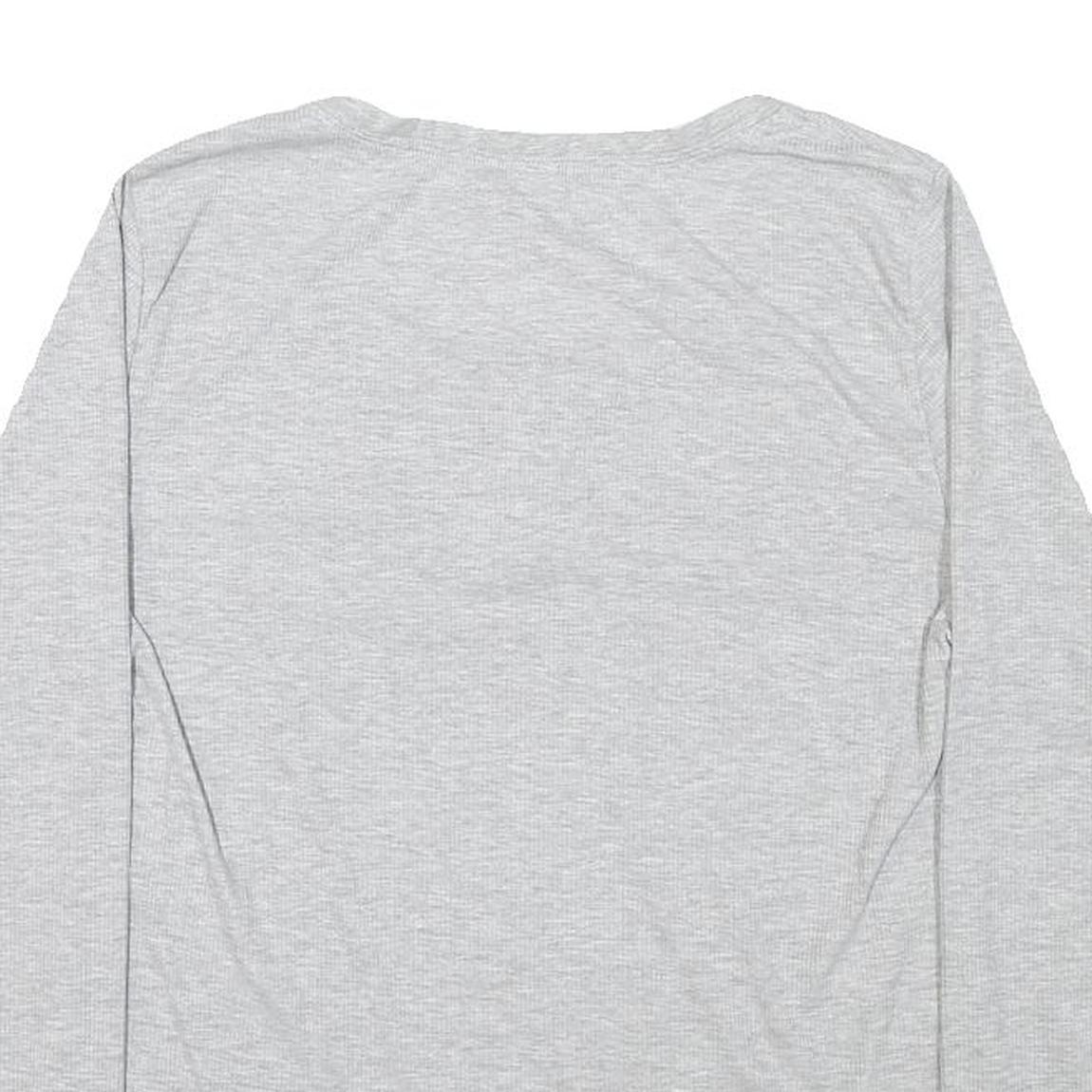 CALVIN KLEIN Womens Grey Henley T-Shirt XL Long Sleeve Round Neck Cotton Blend