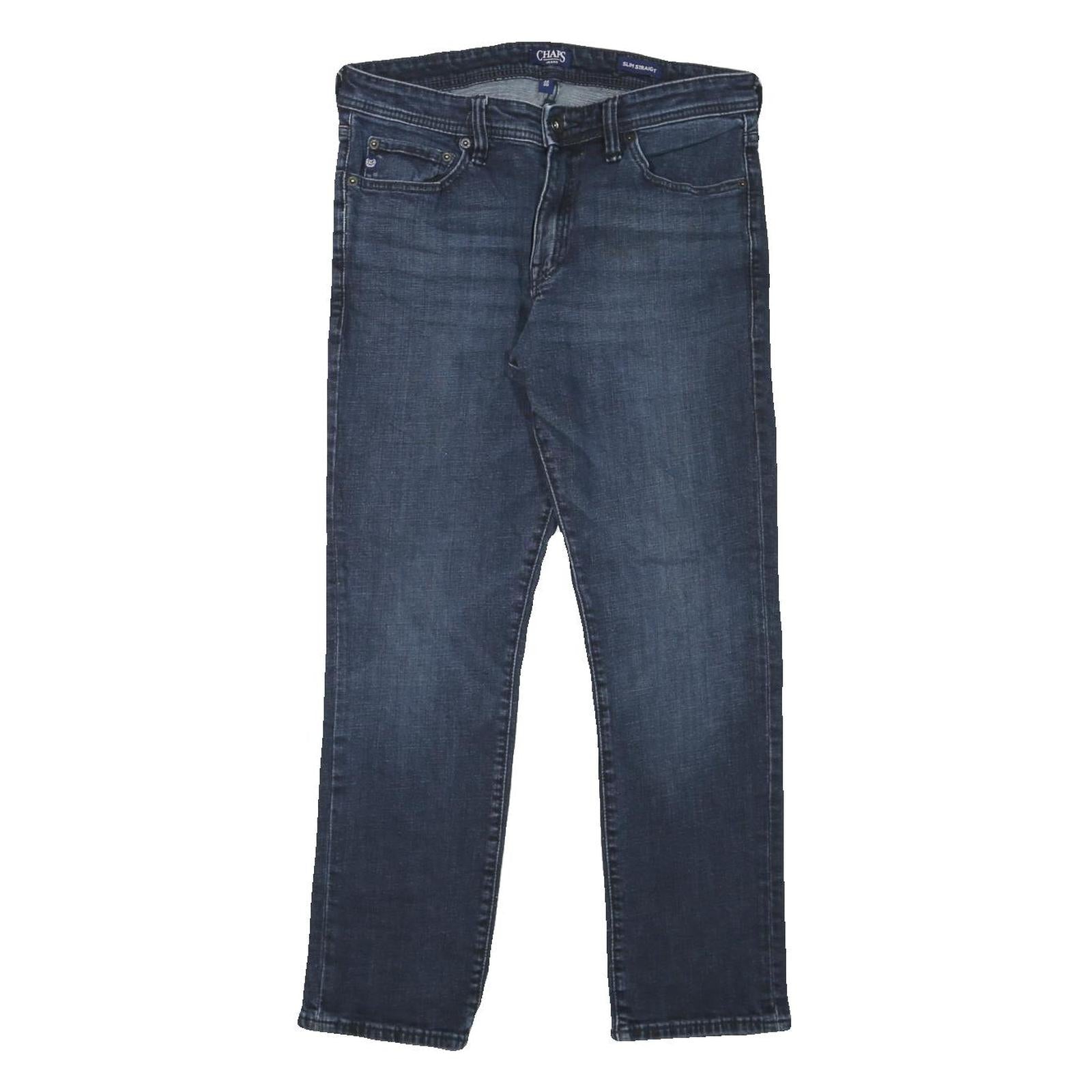 CHAPS Mens Regular Blue Denim Jeans W32 L28 Zip Pocket Classic Style