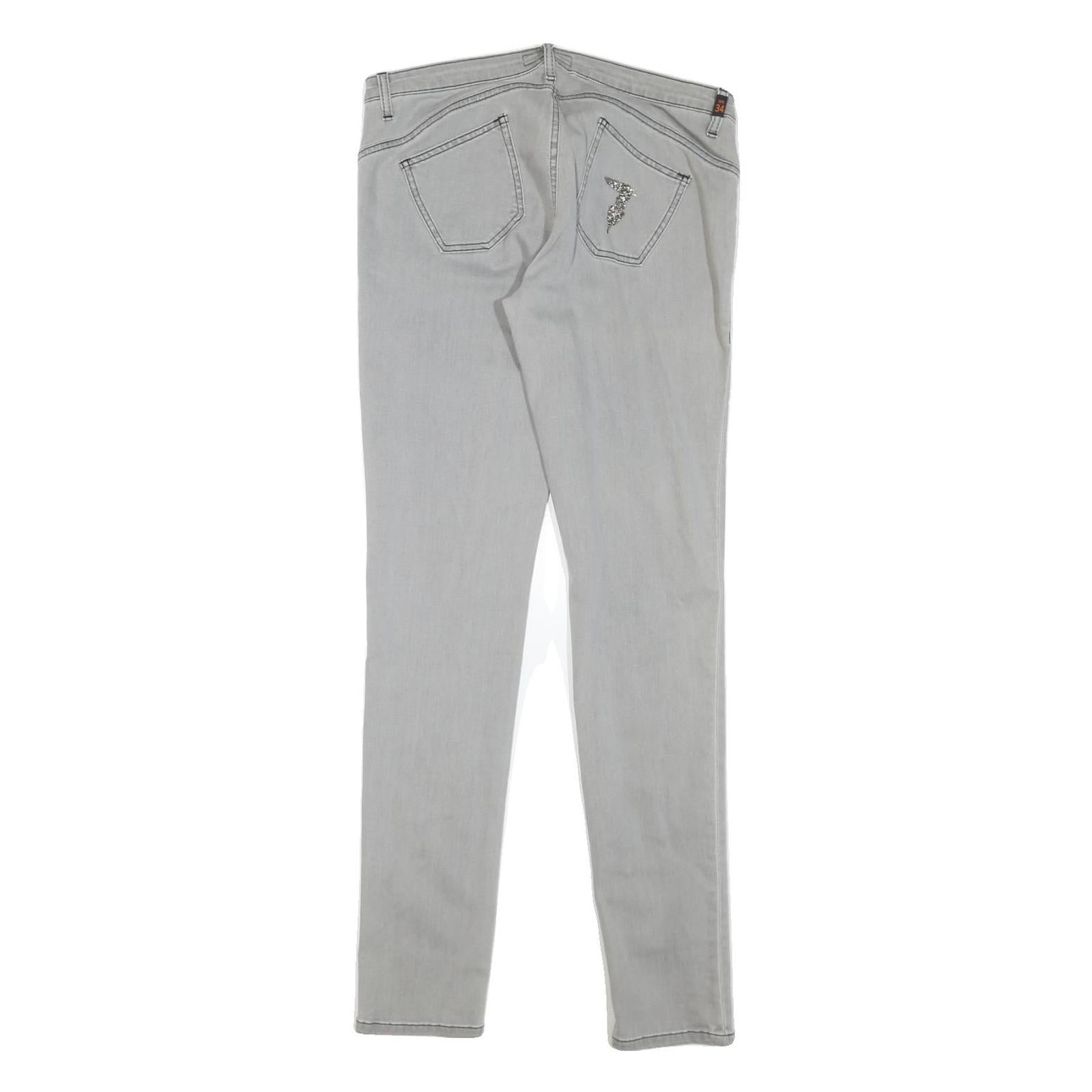 TRUSSARDI Womens Jeans Light Blue Regular Skinny Denim W34 L33 Zip Stylish