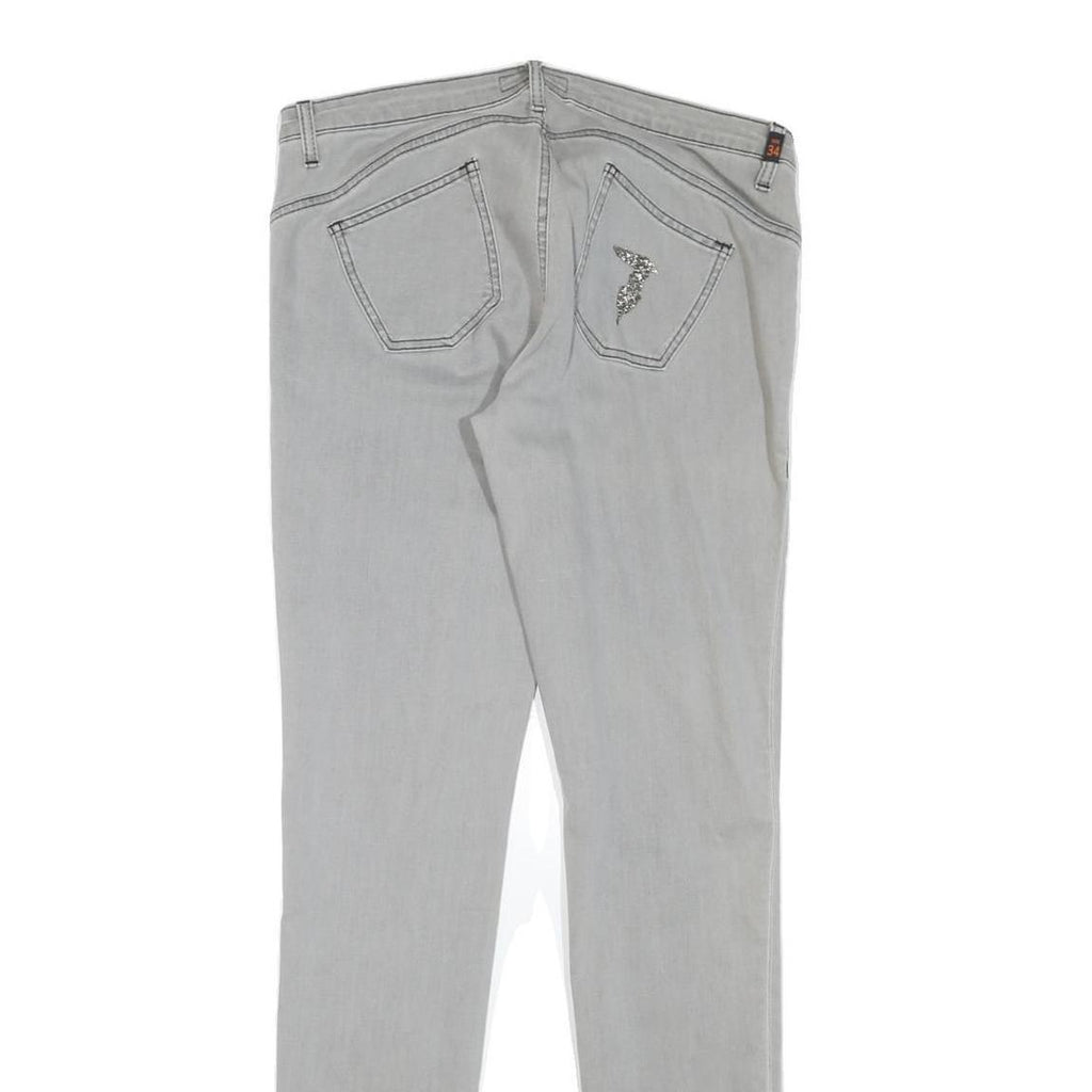 TRUSSARDI Womens Jeans Light Blue Regular Skinny Denim W34 L33 Zip Stylish