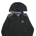ADIDAS Womens Black Hoodie UK 6 Full Zip Snake Print 3 Stripes
