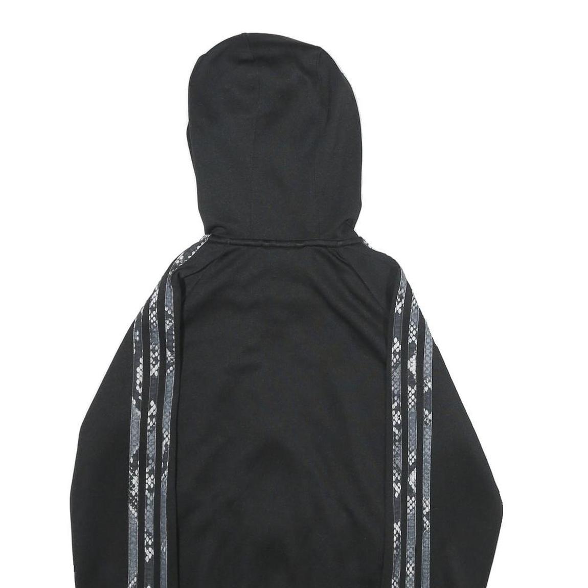 ADIDAS Womens Black Hoodie UK 6 Full Zip Snake Print 3 Stripes