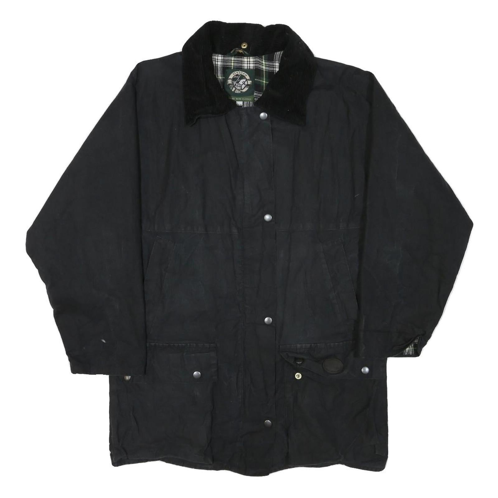 OXFORD Mens Black Cotton Blend Jacket S Plain Zip Casual Outdoor