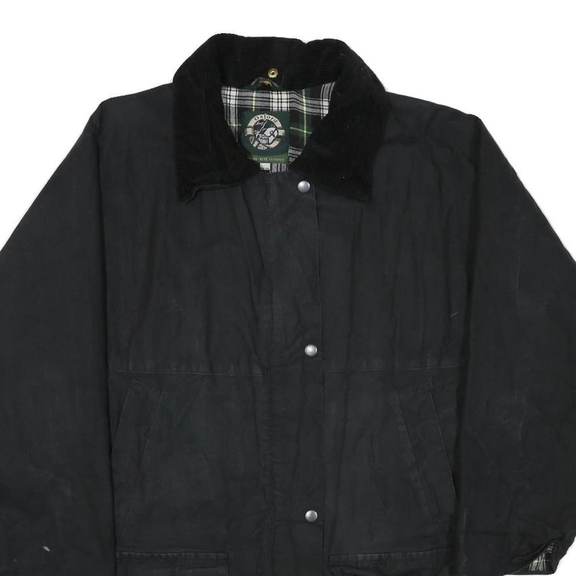 OXFORD Mens Black Cotton Blend Jacket S Plain Zip Casual Outdoor