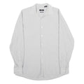 HUGO BOSS Mens White & Grey Striped Shirt L Classic Fit Cotton Formal