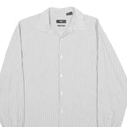 HUGO BOSS Mens White & Grey Striped Shirt L Classic Fit Cotton Formal