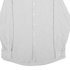 HUGO BOSS Mens White & Grey Striped Shirt L Classic Fit Cotton Formal