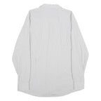 HUGO BOSS Mens White & Grey Striped Shirt L Classic Fit Cotton Formal