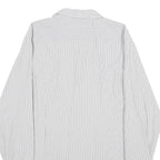 HUGO BOSS Mens White & Grey Striped Shirt L Classic Fit Cotton Formal