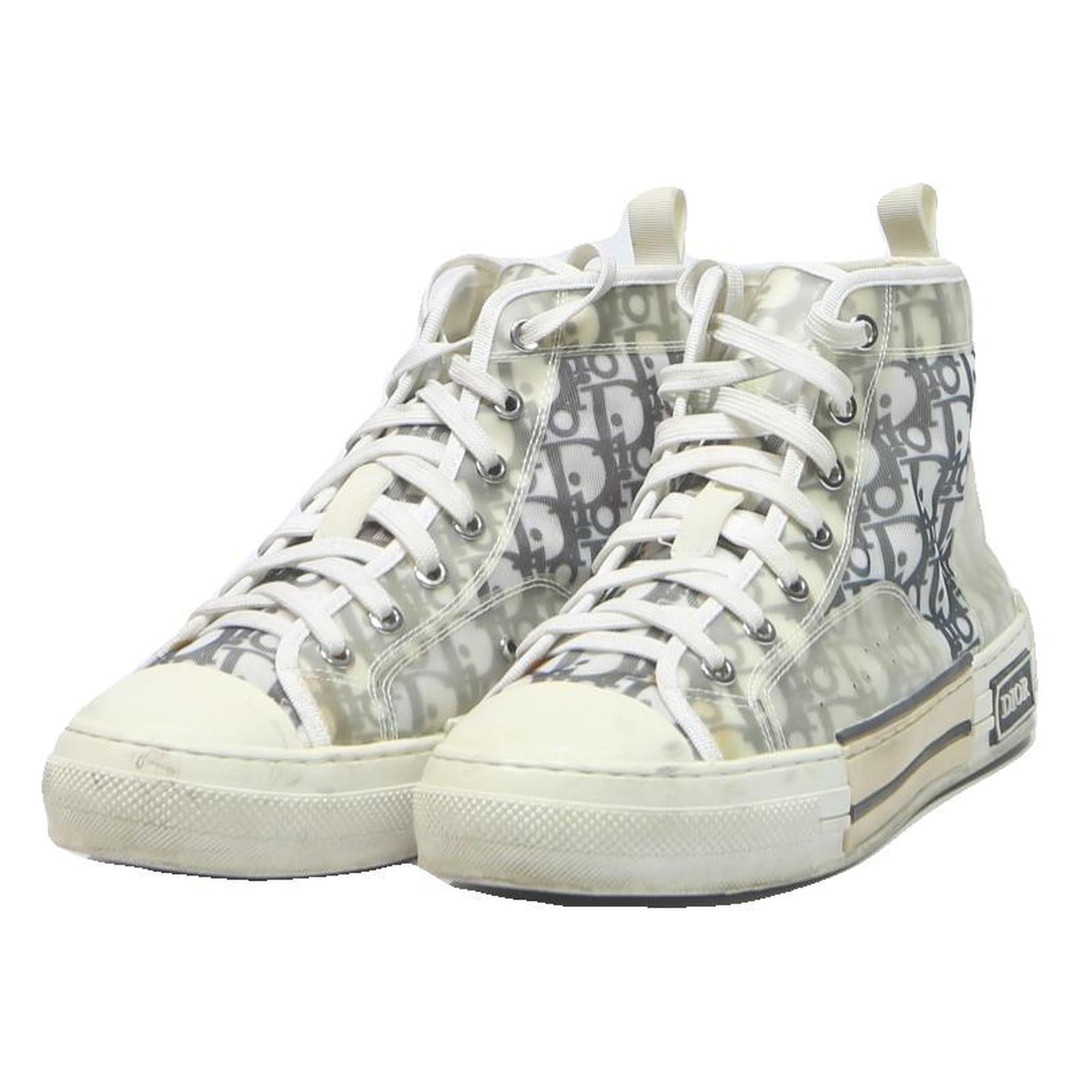 DIOR B23 High Top Trainers Womens White Synthetic UK 5 Designer Logo Fashion