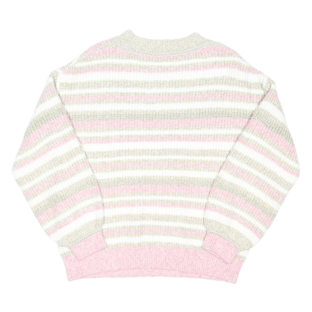 OLIVER BONAS Womens Grey & Pink Patterned Cotton Blend Jumper Crew Neck UK 8