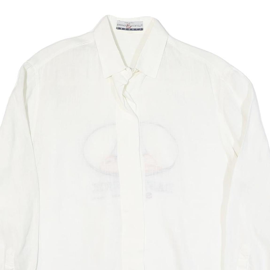 EMANUEL SCHIVLI Mens White Linen Shirt M Daffy Duck Embroidered Graphic
