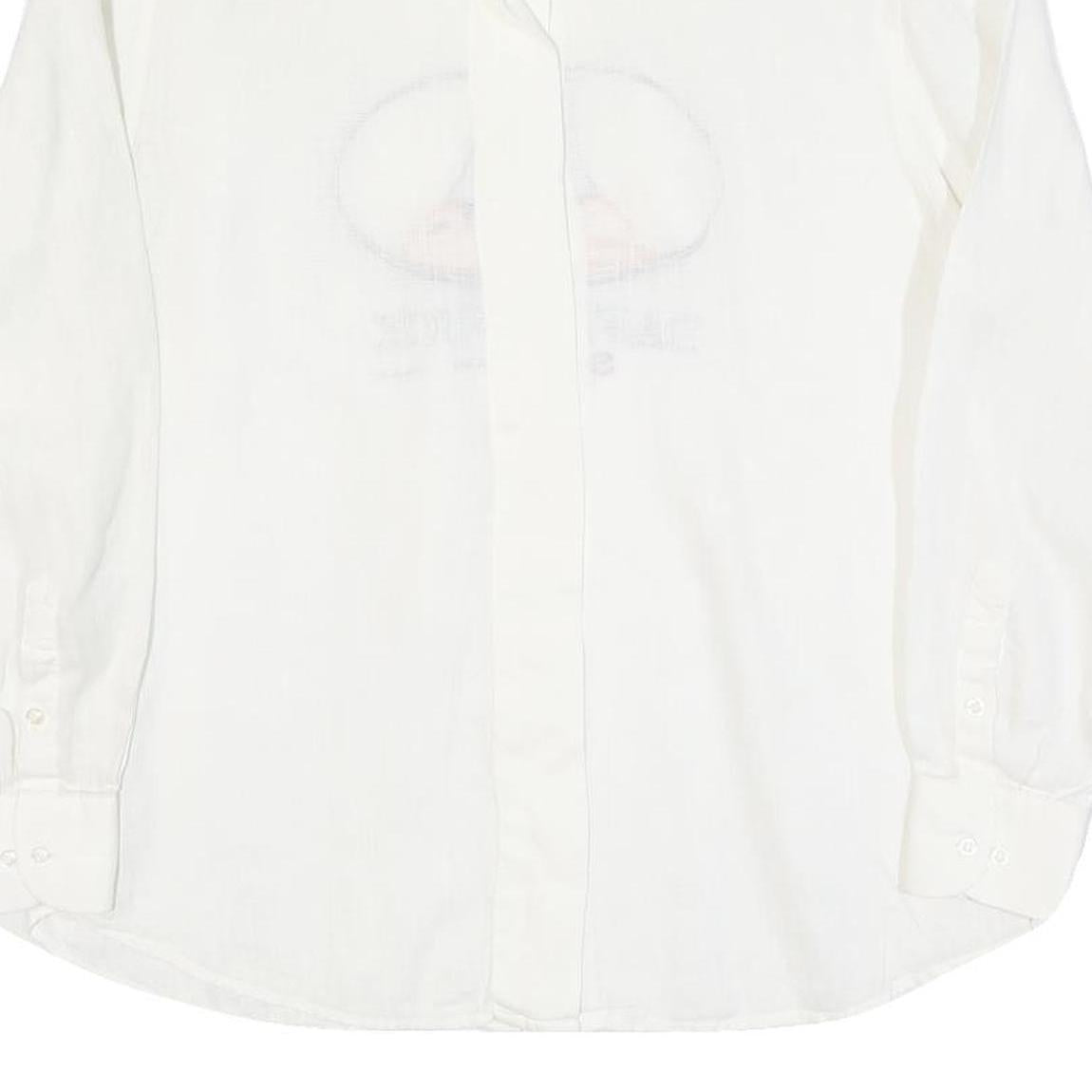 EMANUEL SCHIVLI Mens White Linen Shirt M Daffy Duck Embroidered Graphic