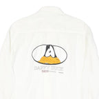 EMANUEL SCHIVLI Mens White Linen Shirt M Daffy Duck Embroidered Graphic
