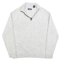 CHAPS Mens White Grey Cotton Patterned Jumper Pullover XL Zipper Collar