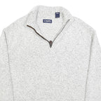 CHAPS Mens White Grey Cotton Patterned Jumper Pullover XL Zipper Collar