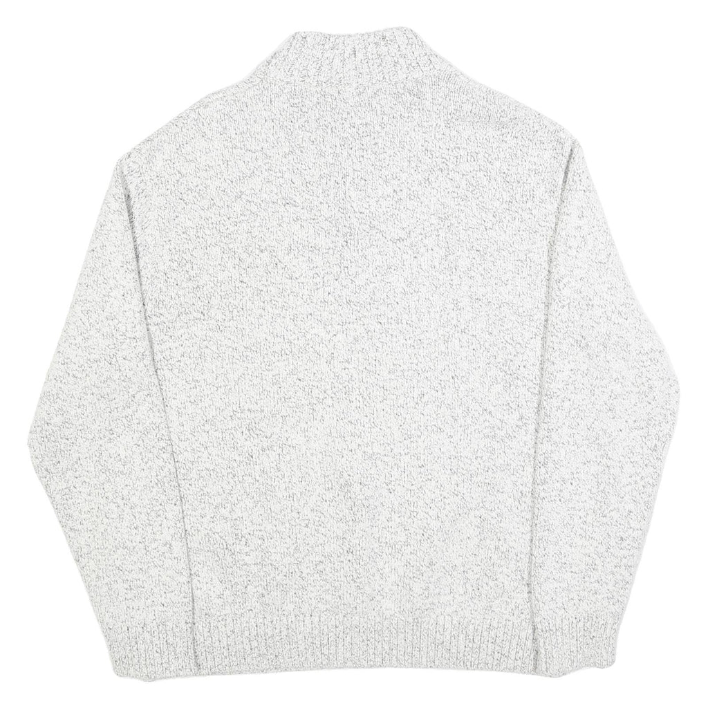 CHAPS Mens White Grey Cotton Patterned Jumper Pullover XL Zipper Collar