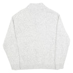 CHAPS Mens White Grey Cotton Patterned Jumper Pullover XL Zipper Collar