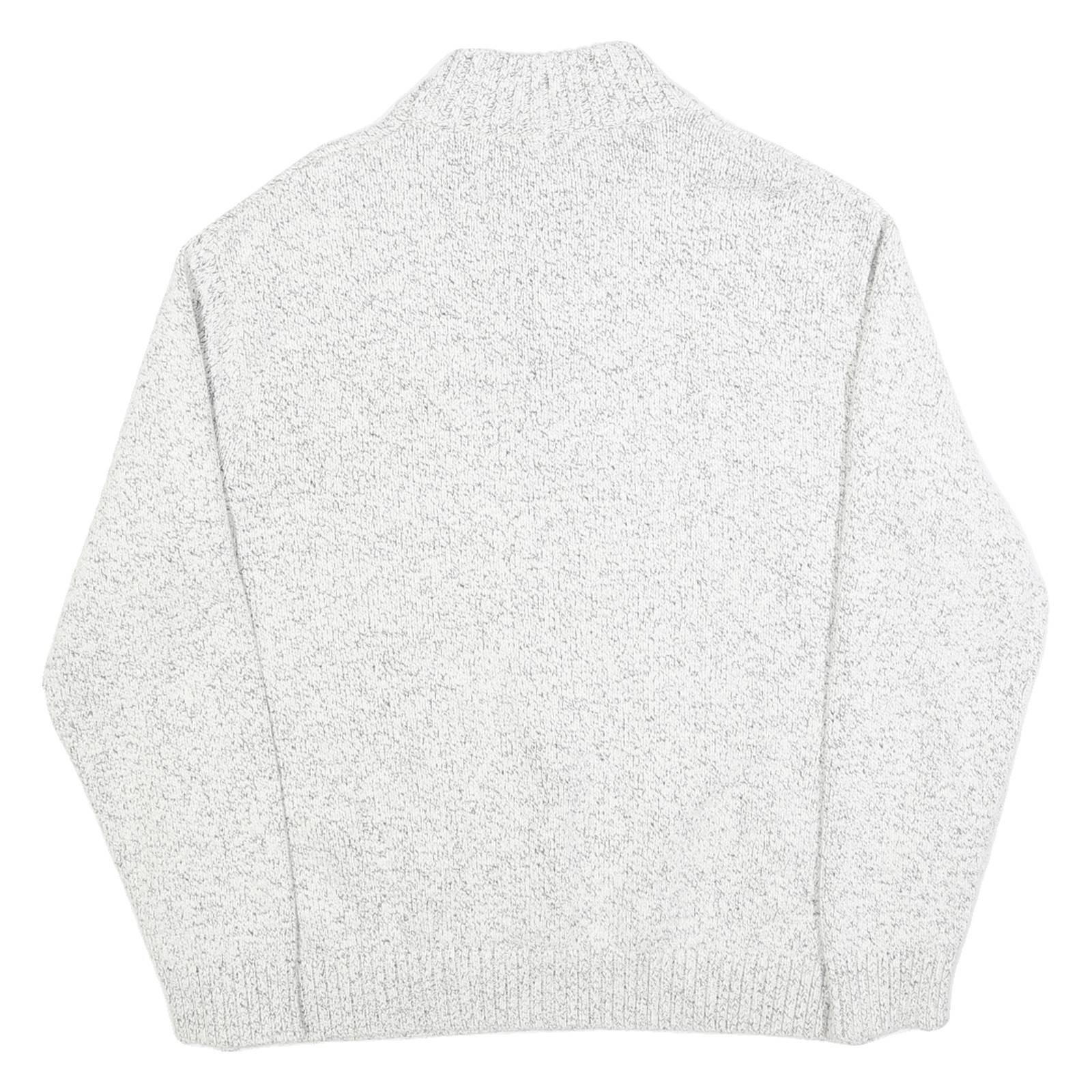 CHAPS Mens White Grey Cotton Patterned Jumper Pullover XL Zipper Collar