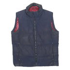 HUGO BOSS Mens Navy Red Sleeveless Puffer Jacket M Polyester Zip Comfort Warmth