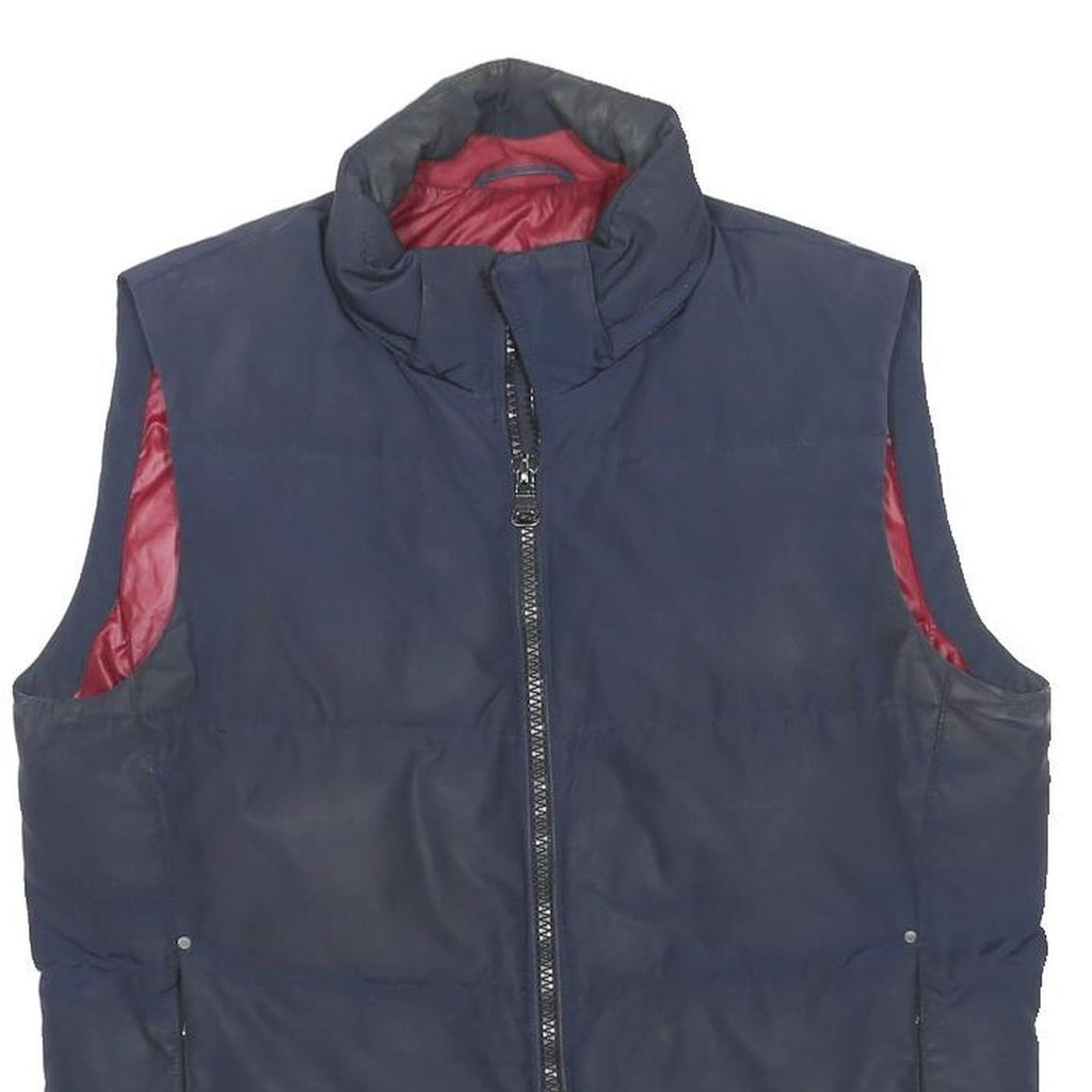 HUGO BOSS Mens Navy Red Sleeveless Puffer Jacket M Polyester Zip Comfort Warmth