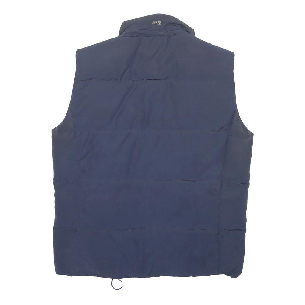 HUGO BOSS Mens Navy Red Sleeveless Puffer Jacket M Polyester Zip Comfort Warmth