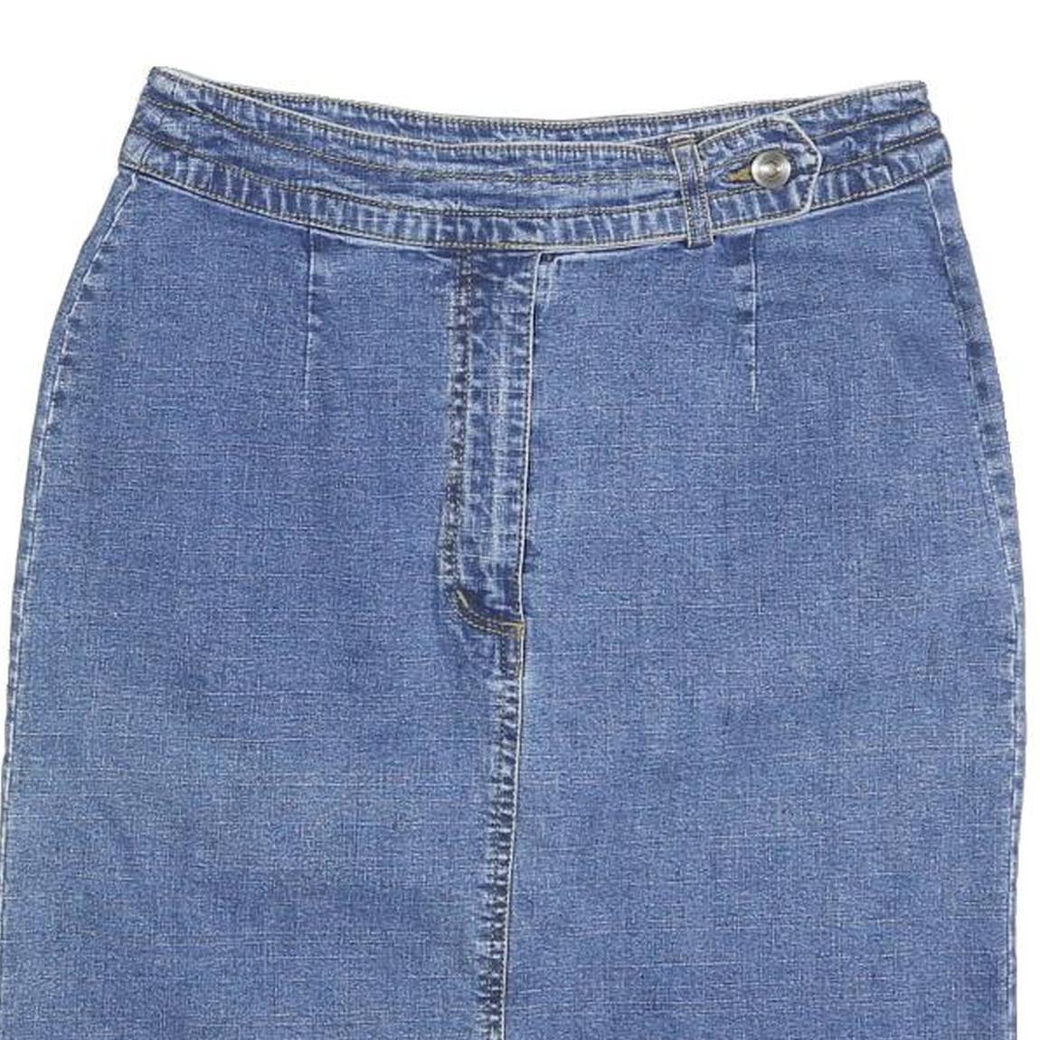 PREMIER INTERNATIONAL Womens Blue Denim Pencil Knee Length Cotton Blend Skirt S