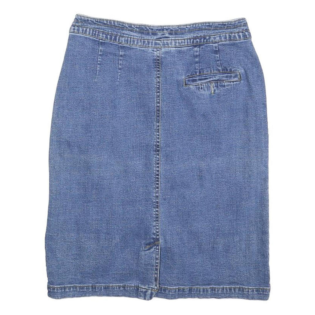 PREMIER INTERNATIONAL Womens Blue Denim Pencil Knee Length Cotton Blend Skirt S