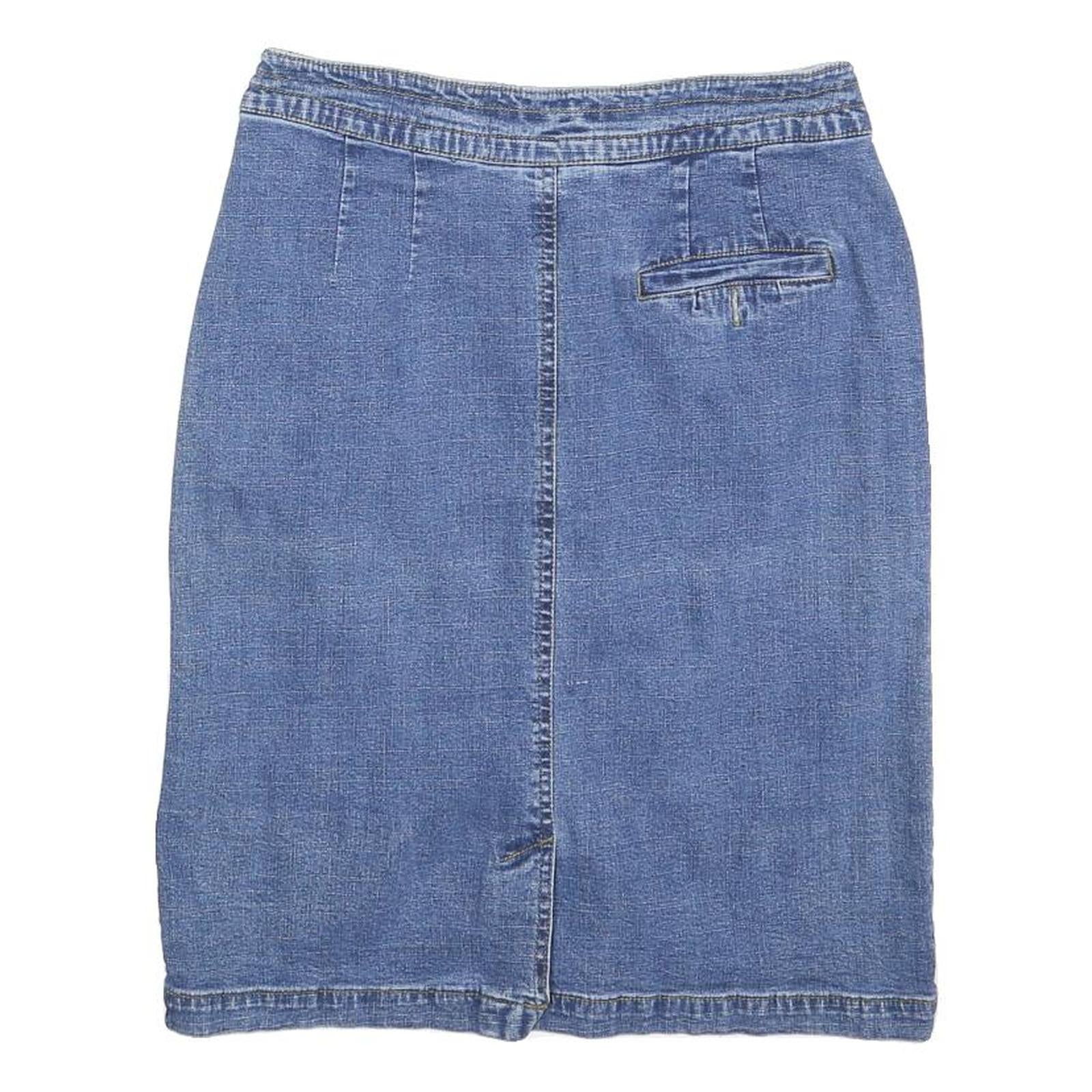 PREMIER INTERNATIONAL Womens Blue Denim Pencil Knee Length Cotton Blend Skirt S