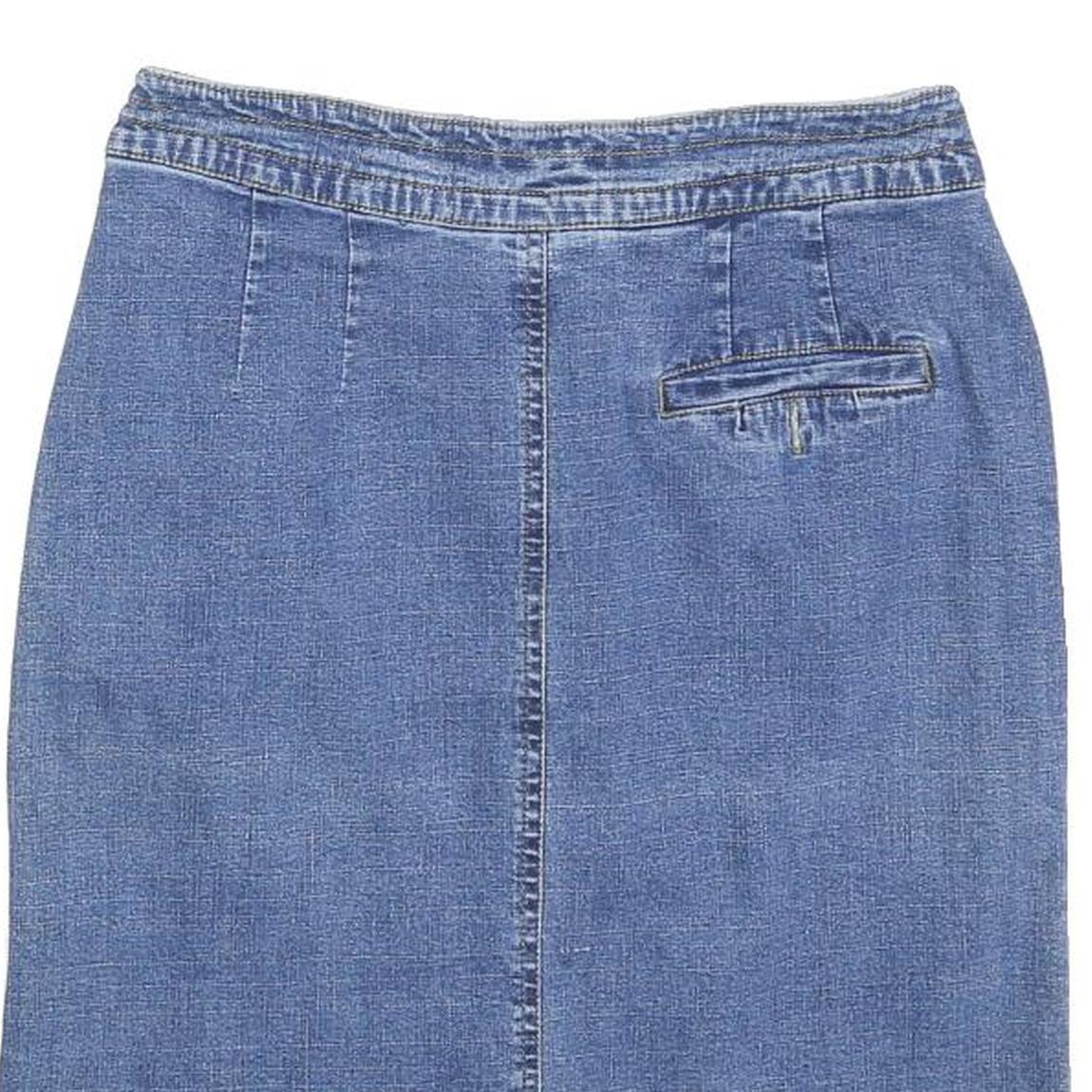 PREMIER INTERNATIONAL Womens Blue Denim Pencil Knee Length Cotton Blend Skirt S