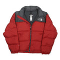 THE NORTH FACE Nuptse Mens Red & Grey Down Jacket M Woven Puffer Outdoor Zip